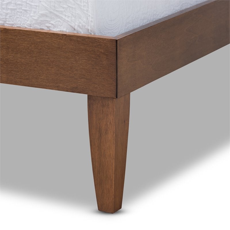 Bowery Hill Mid-Century Twin Size Walnut Finished Platform Bed Frame
