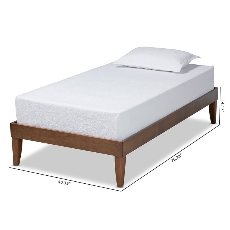 Bowery Hill Mid-Century Twin Size Walnut Finished Platform Bed Frame