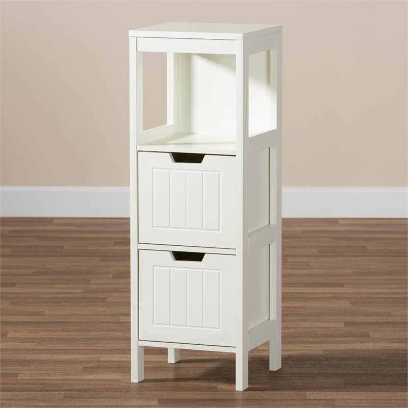 Bowery Hill White Finished 2-Drawer Wood Storage Cabinet
