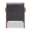 Bowery Hill Grey Velvet Upholstered Walnut Wood Armchair