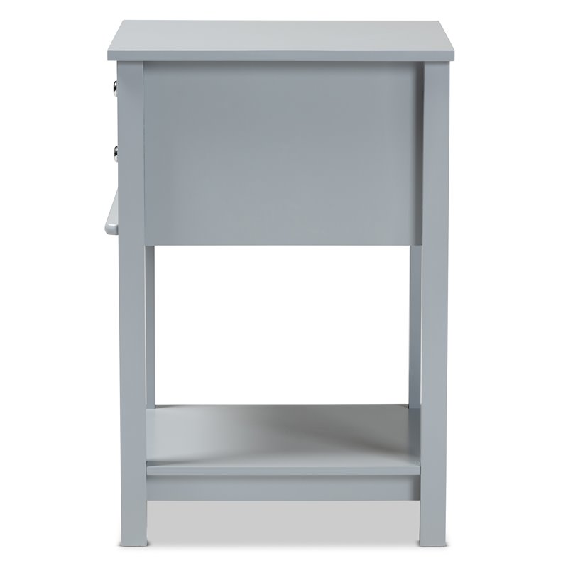 Bowery Hill Light Gray Finished 2-Drawer Wood Nightstand