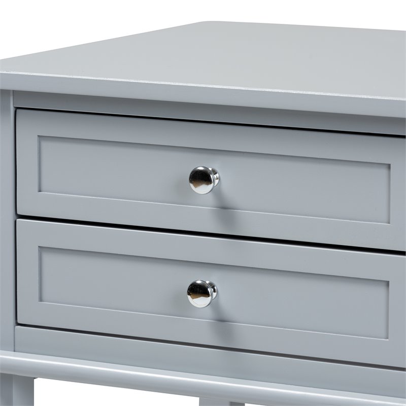 Bowery Hill Light Gray Finished 2-Drawer Wood Nightstand