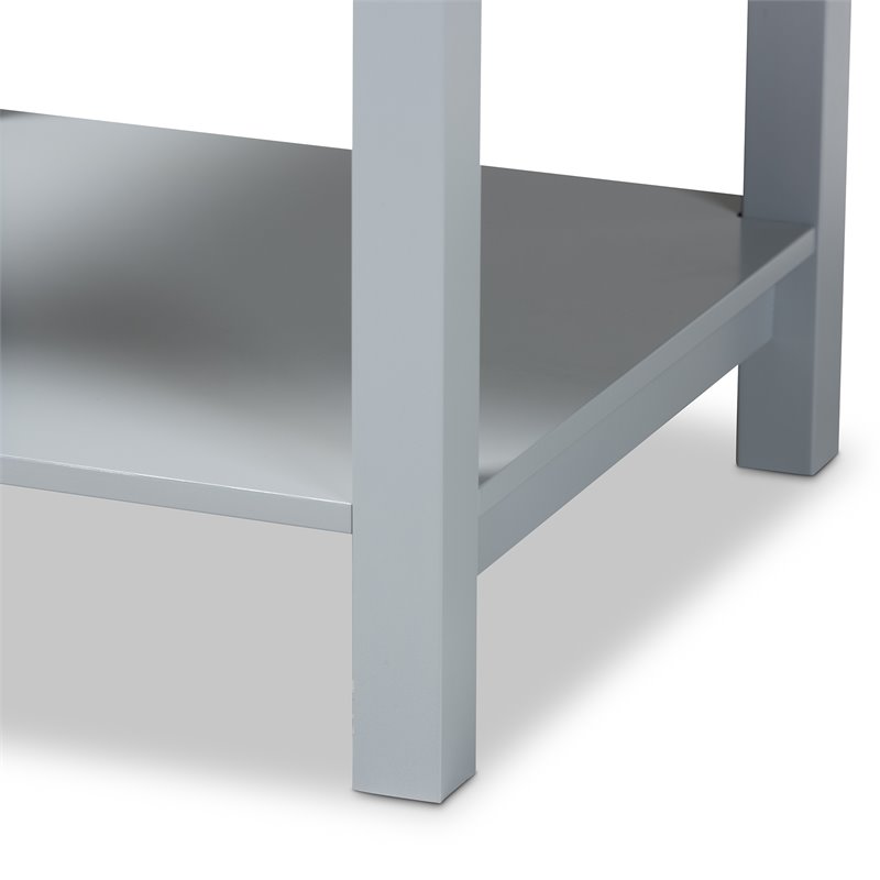 Bowery Hill Light Gray Finished 2-Drawer Wood Nightstand