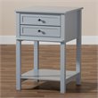 Bowery Hill Light Gray Finished 2-Drawer Wood Nightstand