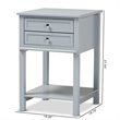 Bowery Hill Light Gray Finished 2-Drawer Wood Nightstand