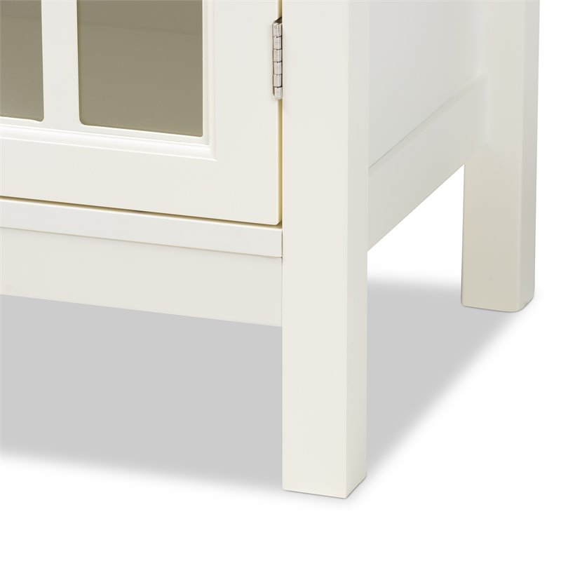 Bowery Hill White Finished Wood and Glass Kitchen Cabinet