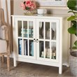 Bowery Hill White Finished Wood and Glass Kitchen Cabinet