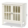 Bowery Hill White Finished Wood and Glass Kitchen Cabinet