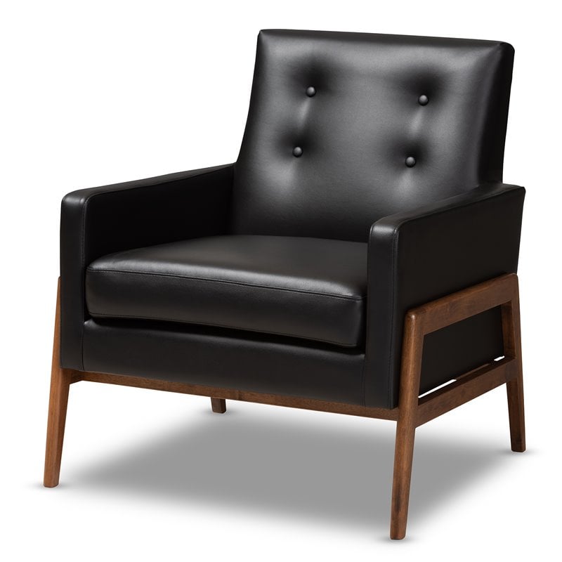 Bowery Hill Black Upholstered Wood 3-Piece Living Room Set