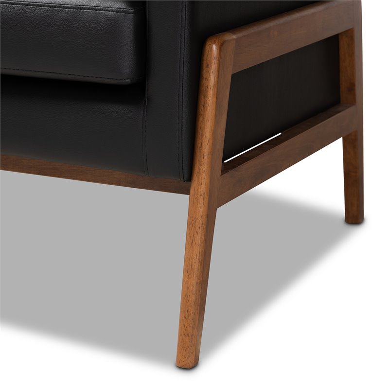 Bowery Hill Black Upholstered Wood 3-Piece Living Room Set