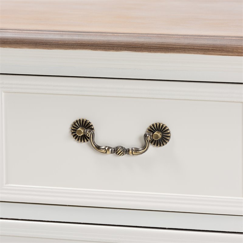 Bowery Hill Traditional White and Oak Finished 4-Drawer Accent Dresser