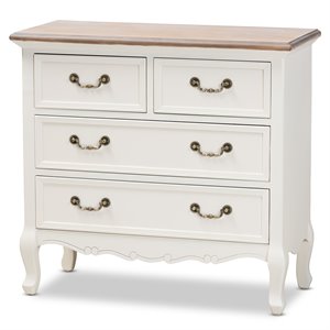 bowery hill traditional white and oak finished 4-drawer accent dresser