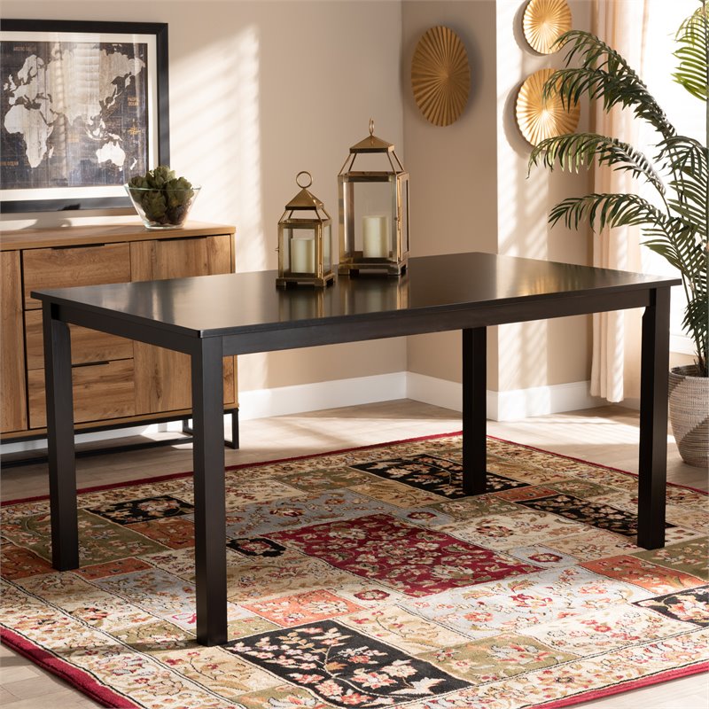 Bowery Hill Contemporary Chocolate Finished Rectangular Wood Dining Table