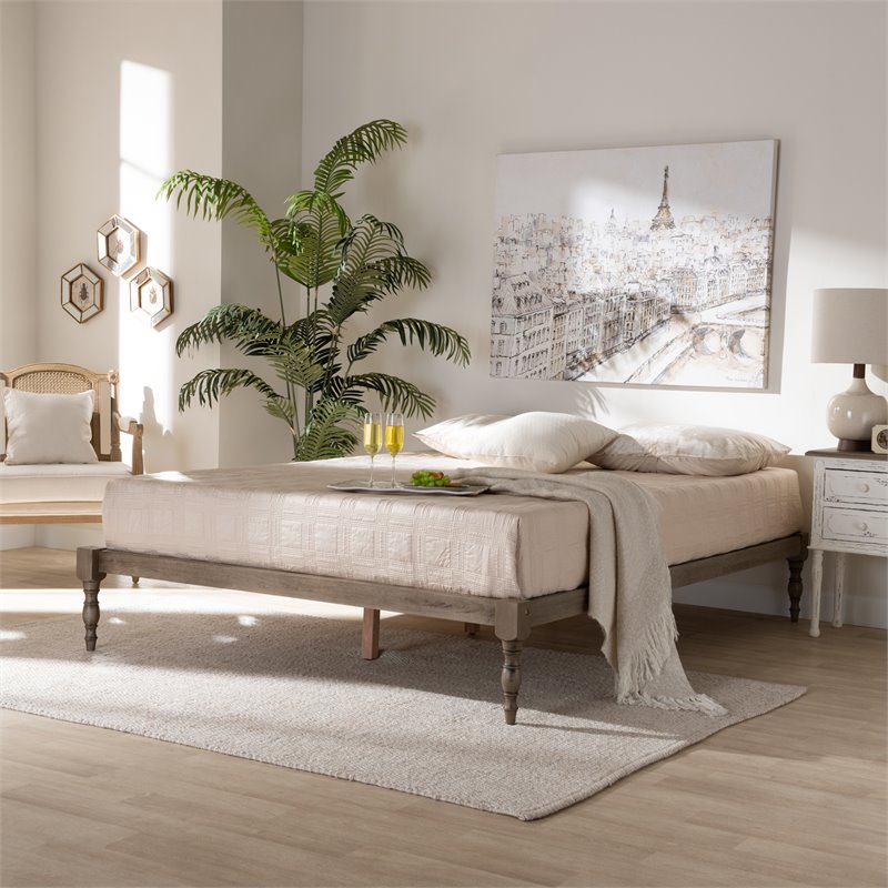 Bowery Hill Full Size Grey Finished Wood Platform Bed Frame