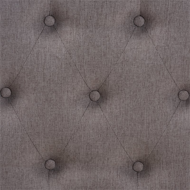 Bowery Hill Mid-Century Grey Upholstered Walnut Finished Wood Footstool