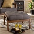 Bowery Hill Mid-Century Grey Upholstered Walnut Finished Wood Footstool