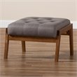 Bowery Hill Mid-Century Grey Upholstered Walnut Finished Wood Footstool