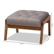 Bowery Hill Mid-Century Grey Upholstered Walnut Finished Wood Footstool
