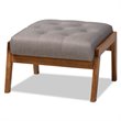 Bowery Hill Mid-Century Grey Upholstered Walnut Finished Wood Footstool