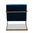 Bowery Hill Navy Blue Velvet Upholstered Metal Lounge Chair