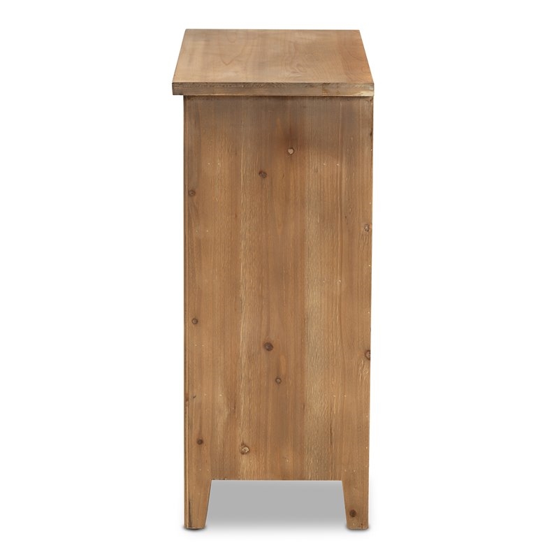 Bowery Hill Transitional 3-Drawer Wood Spindle Chest in Medium Oak
