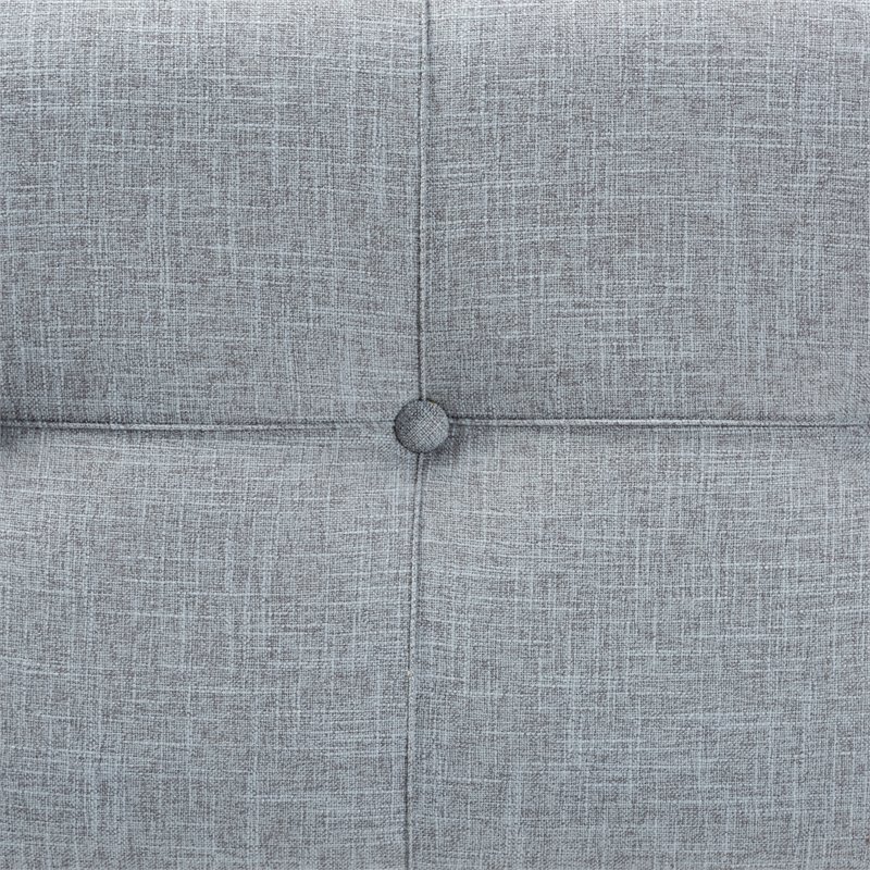 Bowery Hill Grey Upholstered 2-Drawer Storage Trunk Ottoman