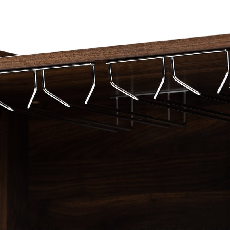 Bowery Hill Walnut Brown Finished Wood Wine Storage Cabinet