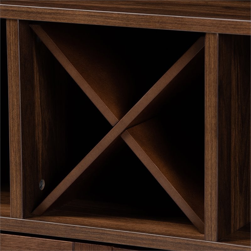 Bowery Hill Walnut Brown Finished Wood Wine Storage Cabinet