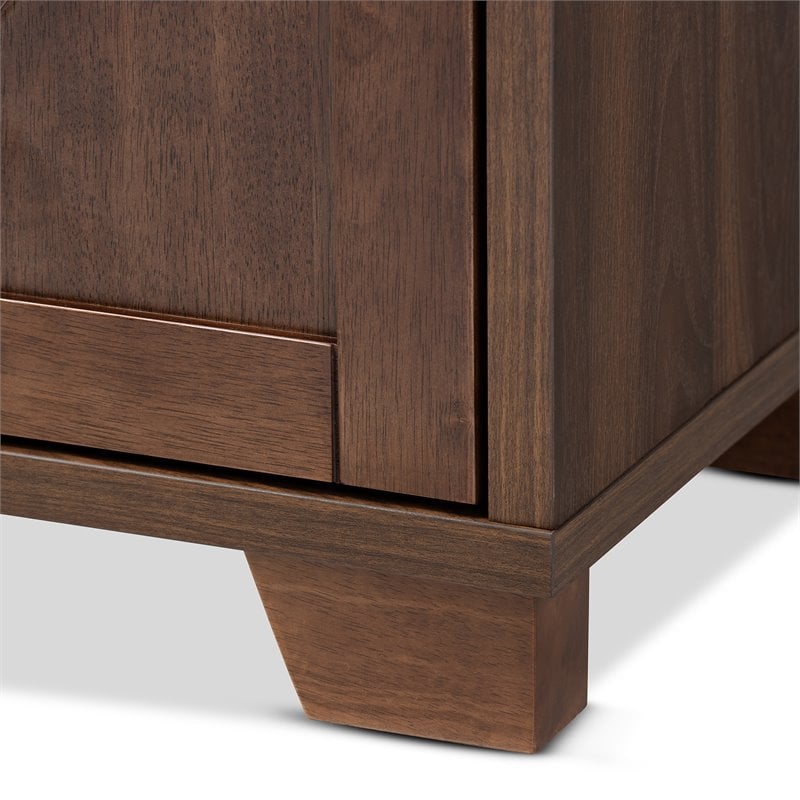 Bowery Hill Walnut Brown Finished Wood Wine Storage Cabinet