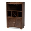 Bowery Hill Walnut Brown Finished Wood Wine Storage Cabinet