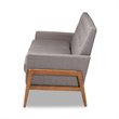 Bowery Hill Mid-Century Light Grey Upholstered Walnut Finished Wood Sofa