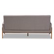 Bowery Hill Mid-Century Light Grey Upholstered Walnut Finished Wood Sofa