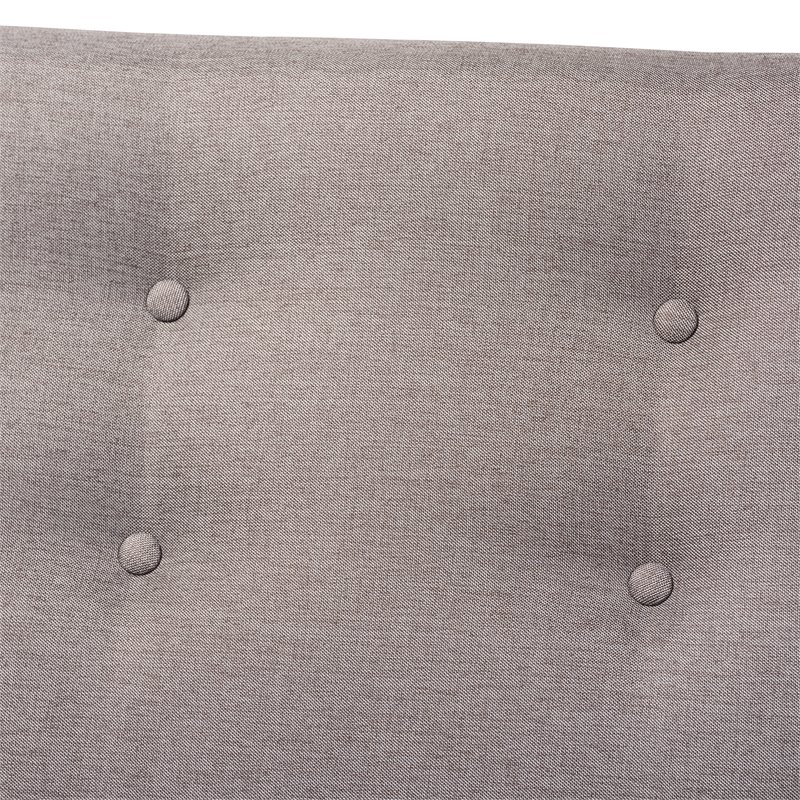Bowery Hill Mid-Century Light Grey Upholstered Walnut Finished Wood Sofa