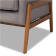 Bowery Hill Mid-Century Light Grey Upholstered Walnut Finished Wood Sofa