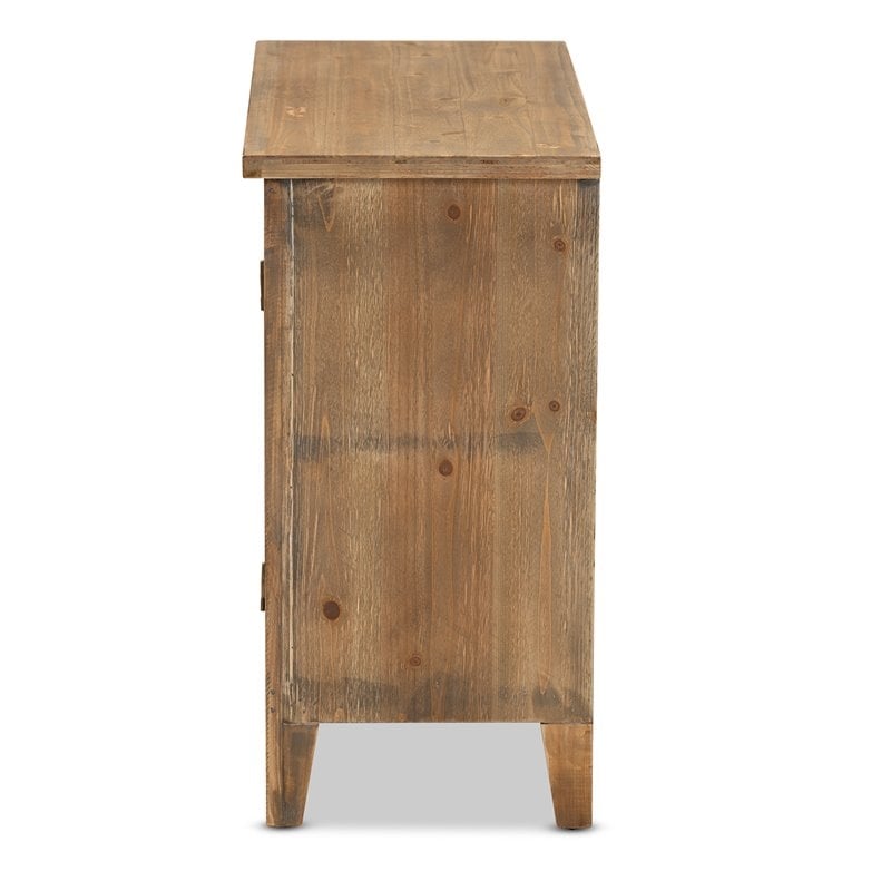 Bowery Hill Transitional 2-Door Wood Spindle Storage Cabinet in Medium Oak
