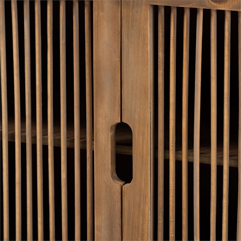Bowery Hill Transitional 2-Door Wood Spindle Storage Cabinet in Medium Oak