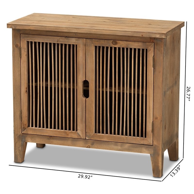 Bowery Hill Transitional 2-Door Wood Spindle Storage Cabinet in Medium Oak