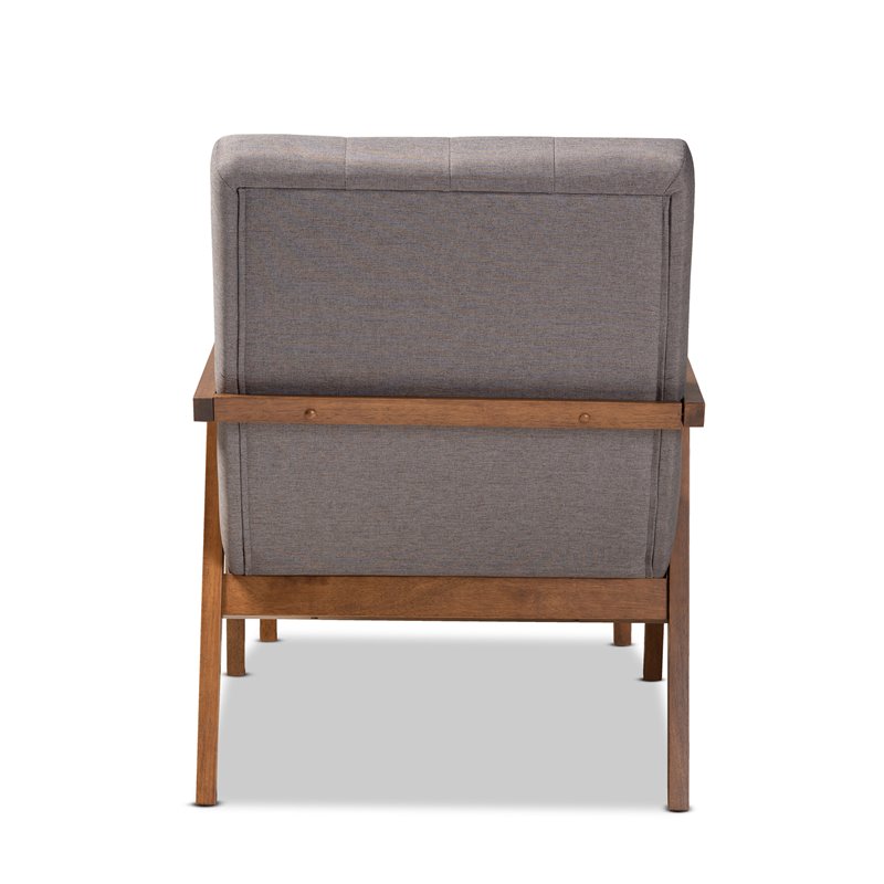 Bowery Hill Grey Upholstered Wood Armchair and Footstool Set