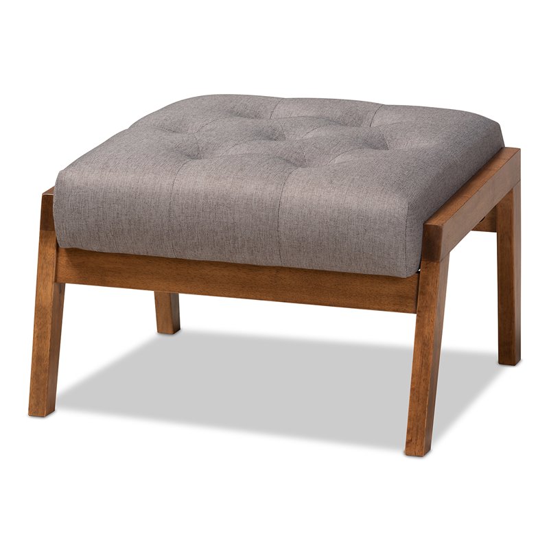 Bowery Hill Grey Upholstered Wood Armchair and Footstool Set