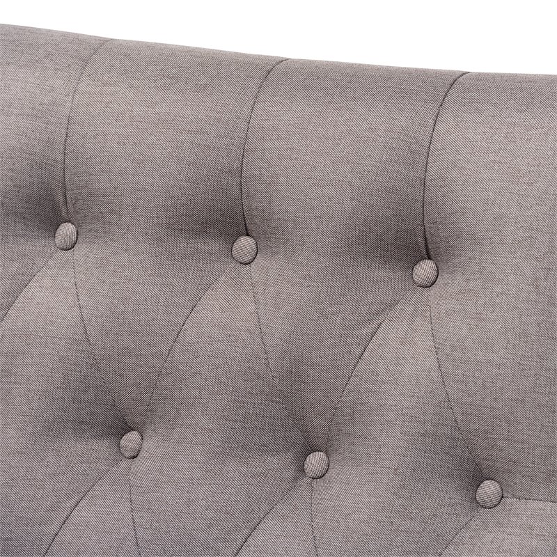 Bowery Hill Grey Upholstered Wood Armchair and Footstool Set