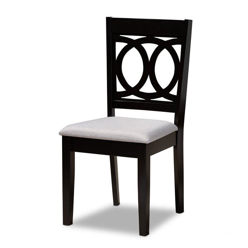 Bowery Hill Grey Upholstered Espresso Wood 7-Piece Dining Set