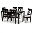 Bowery Hill Grey Upholstered Espresso Wood 7-Piece Dining Set