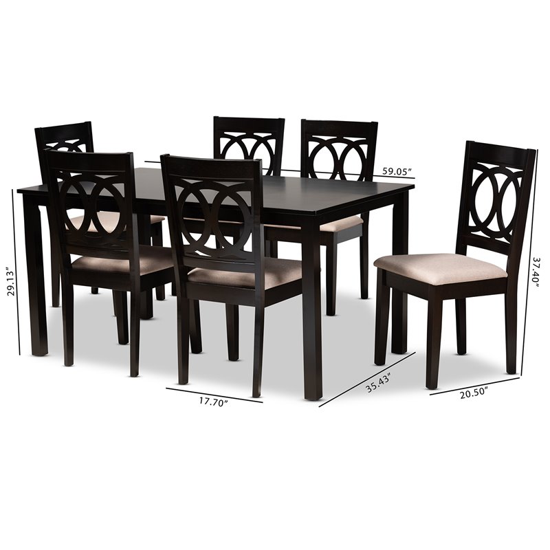Bowery Hill Upholstered Sand 7-Piece Dining Set Rectangular Modern Requires Assembly