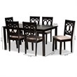 Bowery Hill Upholstered Sand 7-Piece Dining Set Rectangular Modern Requires Assembly