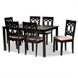 Bowery Hill Upholstered Sand 7-Piece Dining Set Rectangular Modern Requires Assembly