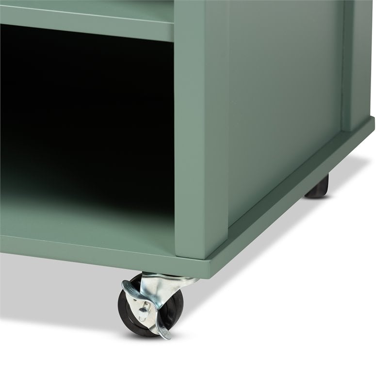 Bowery Hill Two-tone Dark Green and Natural Wood Kitchen Cart