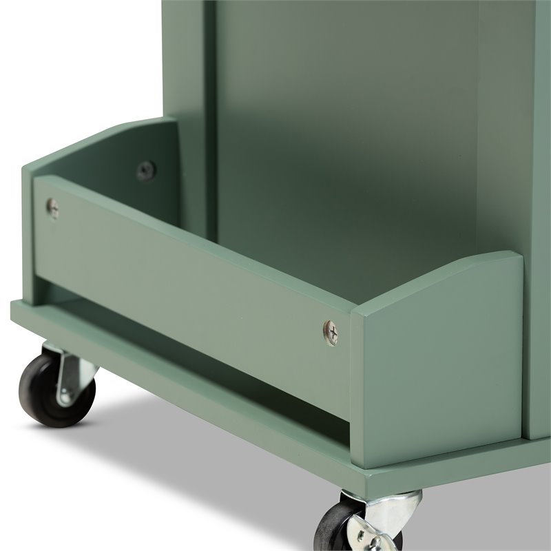 Bowery Hill Two-tone Dark Green and Natural Wood Kitchen Cart