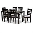 Bowery Hill Upholstered Grey Espresso Dining Set Rectangular Cut-Out Back 59