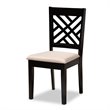 Bowery Hill Sand Upholstered Espresso Wood 7-Piece Dining Set