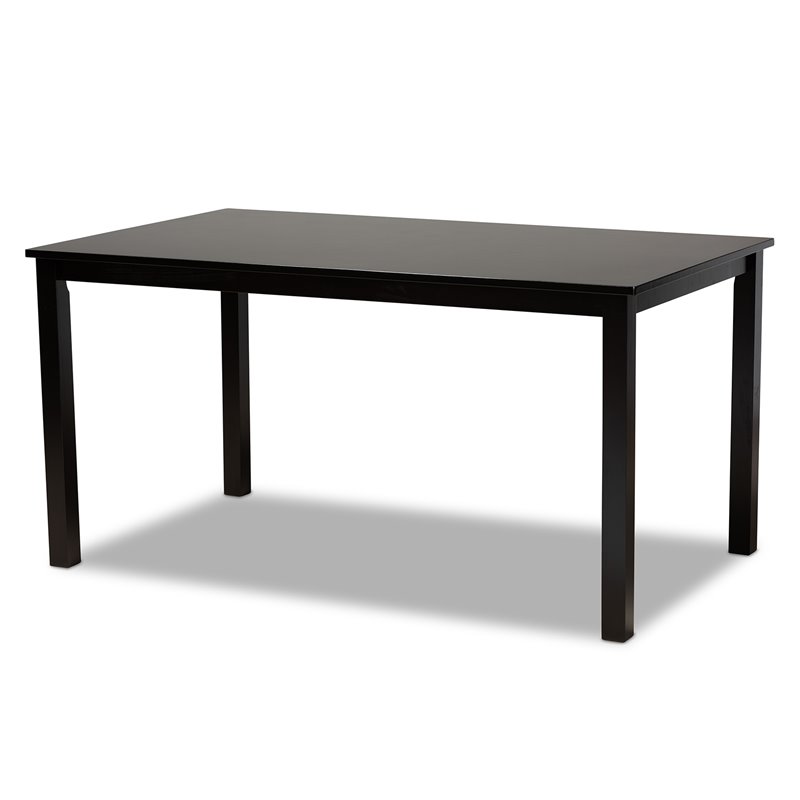 Bowery Hill Sand Upholstered Espresso Wood 7-Piece Dining Set